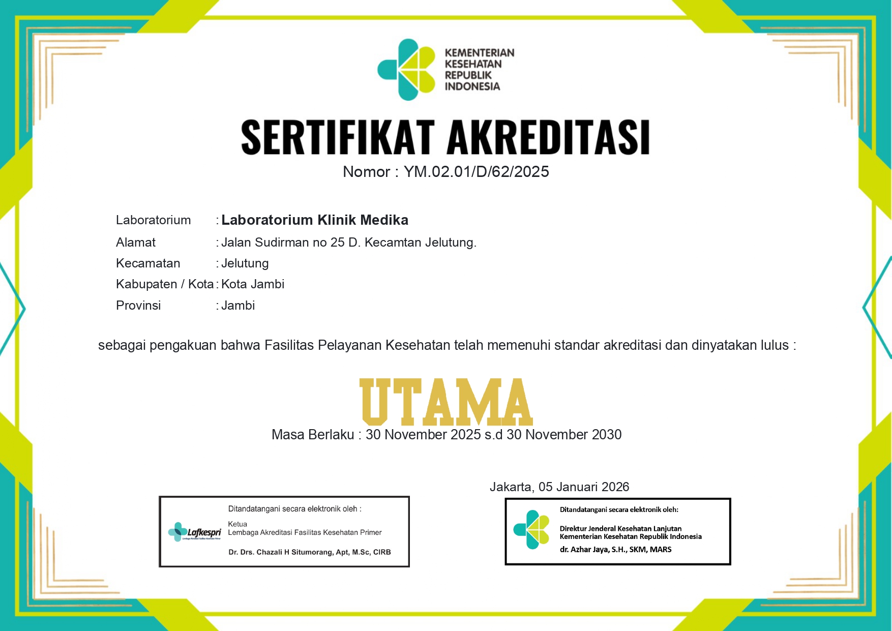 AKREDITASI LABORATORIUM KLINIK MEDIKA 